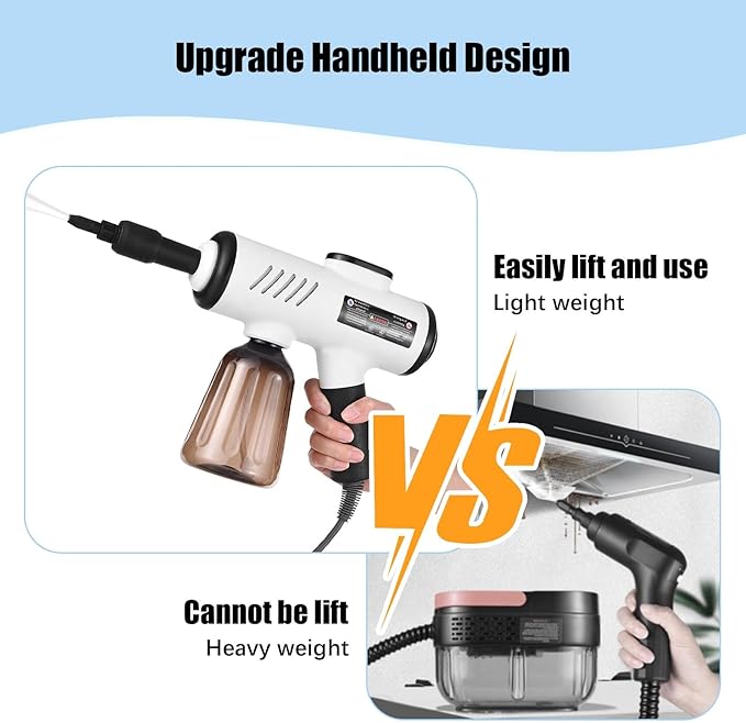 Handheld Steam Cleaner 1500W Portable Steamer for Cleaning with 600ml Removable Tank &amp 7 Accessories - Adjustable 3-Temperature Control Fast Heating &amp Deep Cleaning for Home (US plug)