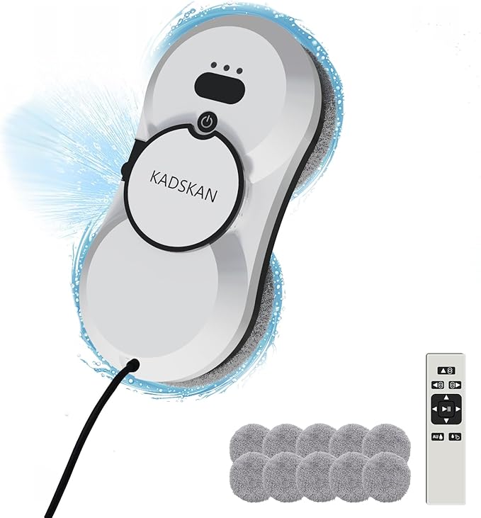 Window Cleaning Robot Automatic Window Cleaner with Water Spray for Windows/Tiles/Class Door Inside/Outside 5600Pa Suction Power 3.0 Path Planning Remote Control
