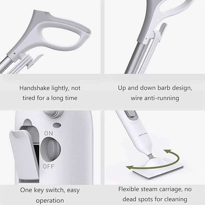 Cordless Electric Steam Mop - Multifunctional High-Temperature Cleaner with Scrubbing Power &amp 2 Replaceable Microfiber Pads - Ideal for Efficient Home Cleaning - White