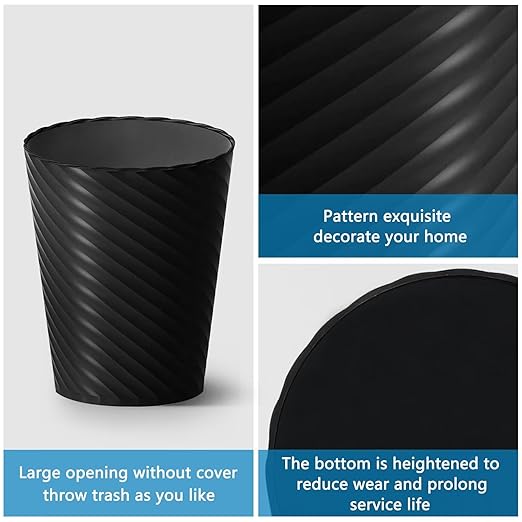 Lysam Bathroom Trash Can 3 Pack 1.8 Gallons Small Trash Can with Trash Bags Bathroom Garbage Can Plastic Trash Bin Round Waste Basket for Bedroom Office Kitchen Room Compact Space (Black)