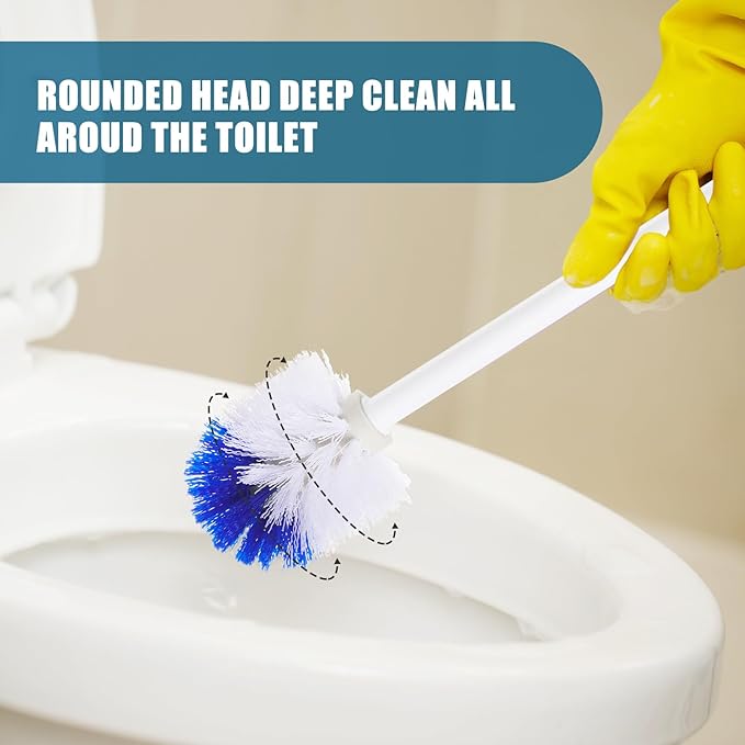 15 Pcs 18.5 Inch Toilet Bowl Cleaner Brush Bathroom Long Plastic Handled Cleaning Scrubber with Hook Hole Without Holder for Household Cleaning (BlueWhite)