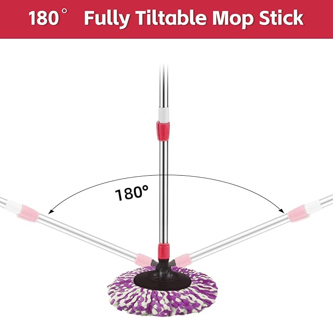 Spin Mop Replacement Handle 360 Degree Spin Mop Pole Handle Replacement Rotating Telescopic Stick for Mop Head Ideal for Home and Household Cleaning