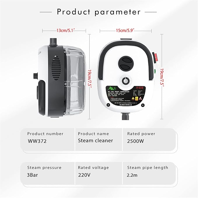 2500W High Pressure Steam Cleaner Hand-Held Portable Steam Cleaning Machine Six Gears Adjustablefor Home Use Grout Tile Car Detailing Kitchen Bathroomwith Cleaning kit ToolRed