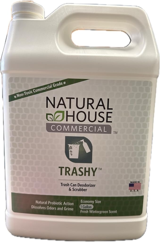 Natural House Trashy - Probiotic Trash Can Deodorizer Spray - Plant-Based Odor Remover - Non-Toxic - Botanical Scent - 128 oz