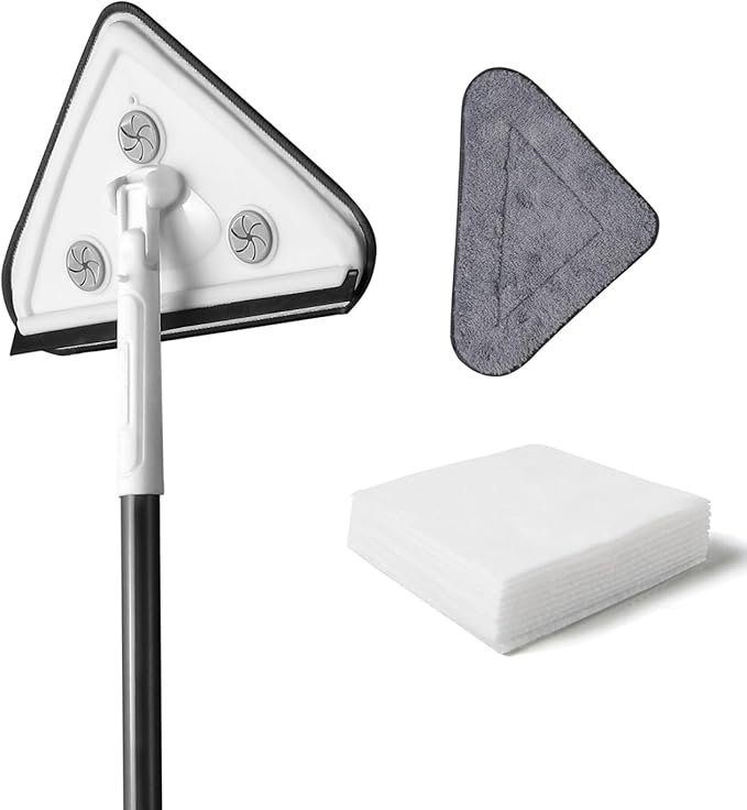 Effortless Wall Cleaning Mop with Disposable Pads - Versatile Triangle Design for High Reach Cleaning