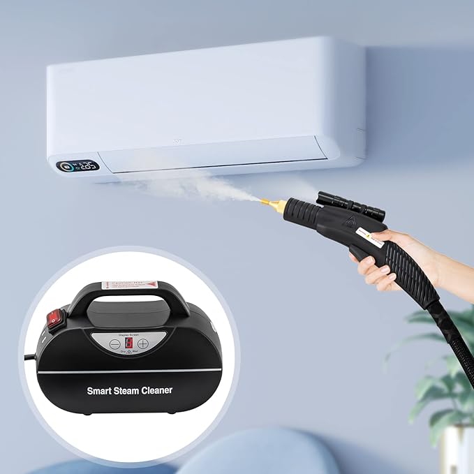 1800W Steam Cleaner High Pressure High Temperature Steam Cleaning Machine Multifunction Handheld Steam Cleaning for Kitchen Car Stoves Windows FloorsLong Hose (Black)
