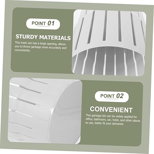 TIDTALEO Hollow-Out Small Trash Can Thick Open-Top Garbage Bucket White for Office Bathroom Bedroom Multi-Function Wastebasket