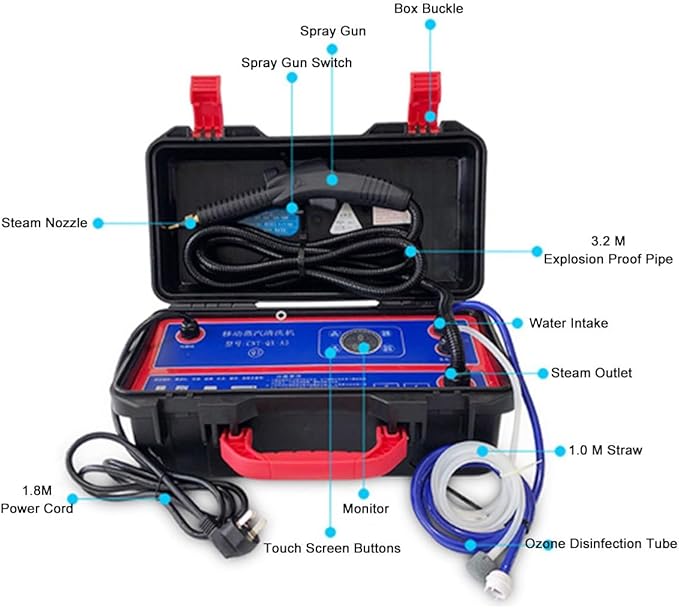3500W High Pressure Cleaner Handheld Steam Cleaner 6 Speeds Water Pressure Adjustment Dry and Wet Adjustment for Cleaning Tile Car Kitchen Bathroom Living Room