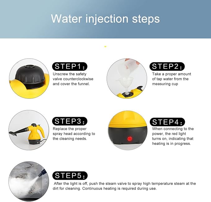 Handheld Steam Cleaner for Home 1000W Pressurized Steam Cleaner with 9Pcs Accessories Multi-Purpose Portable Deep Steamer for Cleaning Windows Couch Car Grout Grime Grease