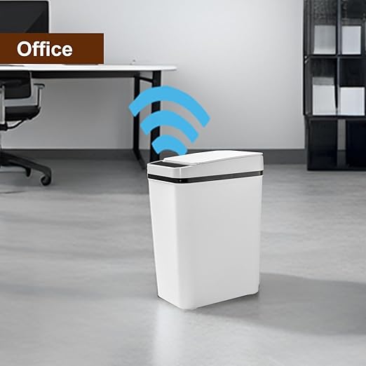 3 PACK - Bathroom Garbage Can with a Lid - 2.5 Gallon Automatic Trash Cans Touchless - Bedroom Office - Small Smart Trash Can - Plastic Narrow Auto Open - Motion Sensor Trash can Bathroom ( White )