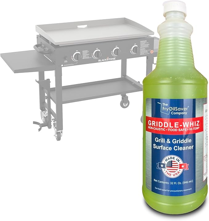 Griddle-Whiz Grill &amp Griddle Cleaner | Removes Grease Food Residue Burnt On Organics | Non-Toxic High Heat Flat Top Grill Cleaner &amp Food Contact Surface | Non-Caustic Formula by FryOilSaver