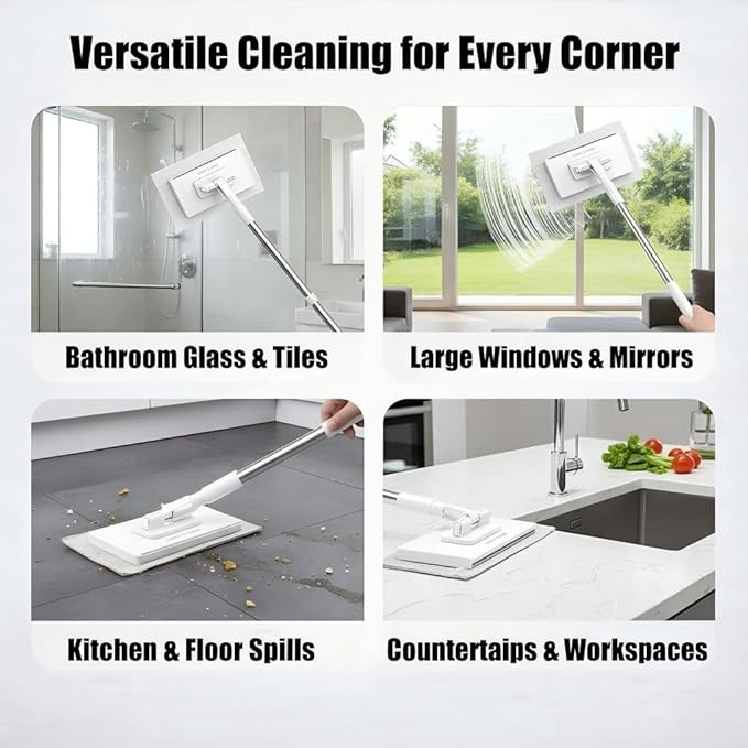 Snap Grip Mini Mop Clever Zero Touch Cloth Changing Mini Mops Cloth Changing MiniMop with Automatic Hands Free Push Pull Handle Retractable Disposable Dust Mops for Multi Cleaning (21in)