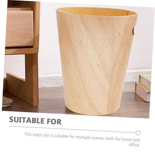 NUOBESTY Wooden Tiny Trash Can Round Large Capacity Storage Removable Easy Clean Wastebasket for Bedroom Bathroom Office Vanity Table