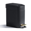 Small Bathroom Trash Can with Lid Soft Close-6L/1.6 Gal Slim Step Garbage Can-Metal Pedal Wastebasket-Narrow Rectangle Garbage Container Bin for Corner Office Bedroom Toilet Live Room-Black