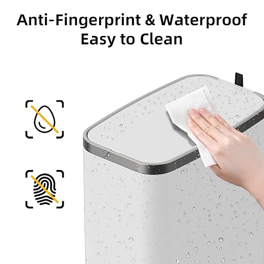 Stainless Steel Bathroom Trash Can with Lid Soft Close1.6 Gallon Slim Garbage canSmall Metal Step Wastebasket for Office Bedroom Toilet White