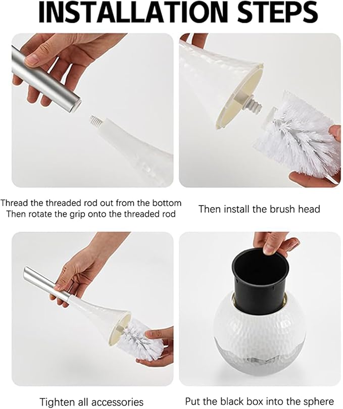 White Toilet Brush and Holder Set Modern Minimalist Bathroom Decor with Anti-Splash Shield Rust-Proof ABS Sleek Bath Accessories for Home &amp Apartment