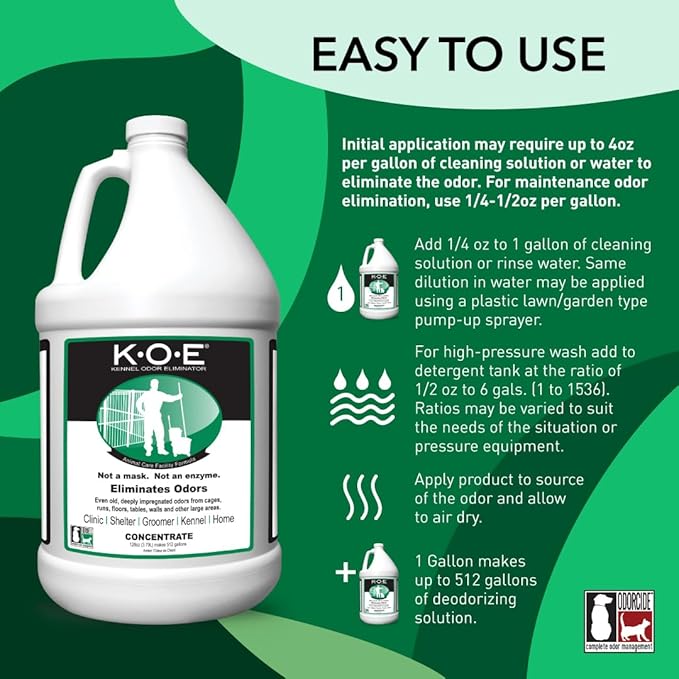 Thornell KOE Kennel Odor Eliminator Concentrate Odor Eliminator for Strong Odors Great for Cages Runs Floors &amp More Pet Odor Eliminator for Home &amp Kennel w/Safe Non-Enzymatic Formula 12
