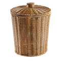 DOITOOL Rattan Round Waste Basket with Plastic Insert&amp Lid Woven Basket Trash Can Storage Basket for Bedroom Living Room Bathroom Kitchen and Laundry 11 x 9. x 7. 86inch