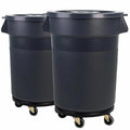 32 Gallon Outdoor Trash Can with Lid and Wheel Rolling Trash Can with Removable Wheels Commercial Trash Cans Outdoor Garbage Can for Kitchen Garage Backyard and Patio（2 Pack）