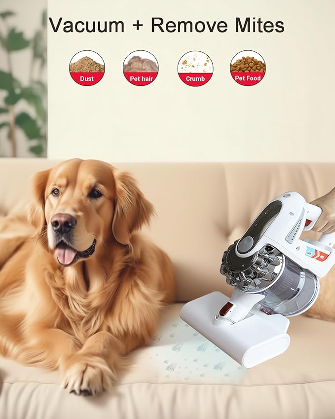 Cordless Vacuum Cleaner 27KPA/300W Lightweight Stick Vacuum with Sofa Brush 40mins Runtime Rechargeable Anti-Tangle Vacuum Cleaner for Home/Pet Hair/Carpet/Hard Floor White