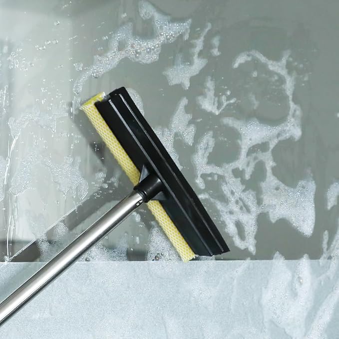 Window Cleaning Kit Squeegee with Bucket for Windshield Cleaning Bathroom Shower Doors Mirrors Tiles and Car Windows (Grey)
