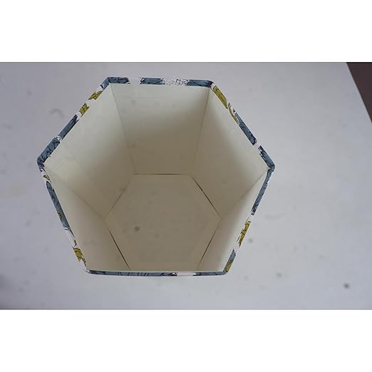 Floral Hand Block Printed 3.3 Gallon Decorative Waste Basket – Eco-Friendly Cardboard Trash Can Plastic-Free &amp Sustainable Perfect for Christmas and Housewarming Gifts (1 Green Blue FLOWAR)