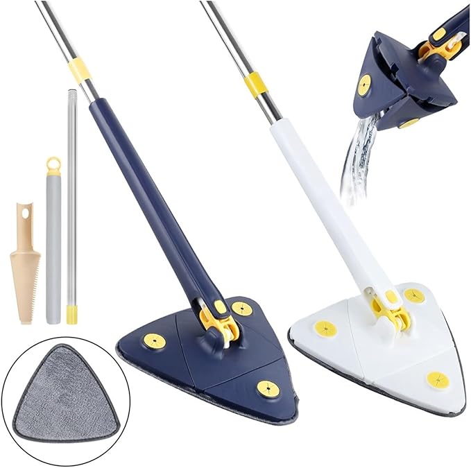 Telescopic Triangle Mop 360° Rotatable Cleaning Foldable Self Water Squeezing Wall Wet and Dry Use Home Tools