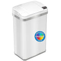 iTouchless 4 Gallon Bathroom Trash Can with Odor Control 15 L Automatic Motion Sensor Bin Soft-Close Stainless Steel Slim Wastebasket for Narrow Spaces White