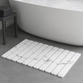Premium Foldable Stone Bath Mat - Ultra Absorbent Quick Drying Compact Easy to Store &amp Clean Non-Slip Diatomaceous Earth Bath Shower Mat (Marble White)