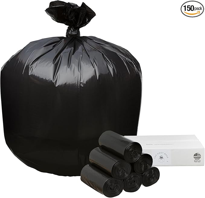 33 Gallon Garbage Trash Bag 33X39 1.2 Mil Black 150 Count Can Liner Bulk 30 Gallon 31 Gallon 32 Gallon 34 Gallon 35 Gallon Made in USA