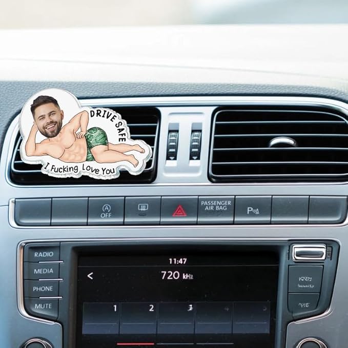 Personalized Acrylic Car Vent Clip - Romantic Gift for Couple Anniversary or Valentine’s Day Present - Custom Photo Couple Drive Safe I Freaking Love You