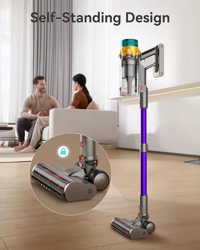 Cordless Vacuum Cleaner 50KPA 65Mins XL Dust Cup Vacuum Cleaners for Home Stick Vacuum with Anti-Tangle BrushLED DisplaySelf-Standing Vacuum Cordless for Hardwood Floor Carpet Pet Hair