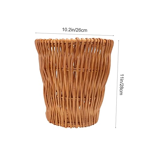 Cabilock Wicker Trash Can Lid Woven Rattan Wastebasket for Bathroom Storage Container Decorative Rattan Rubbish Bin for Home 10L Capacity