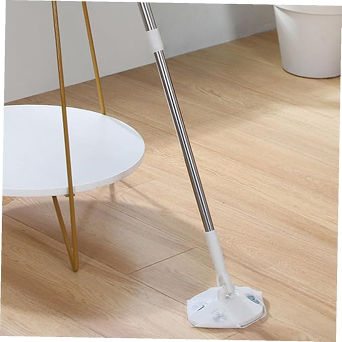 Retractable Handle Dust Mop with White Triangle Microfiber Pad No Wash Electrostatic Dust Removal Mop for Household Floor Cleaning Suitable for Hardwood and Tile Floors