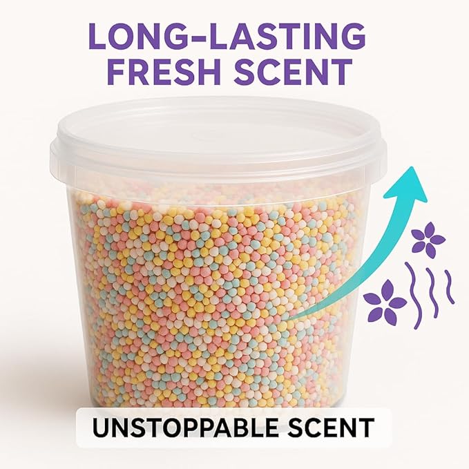 Fresh Scent Booster Laundry Beads Long-Lasting Fragrance Multi-Color Scented Beads for Clothes and Linens 5 Pounds Bulk Container