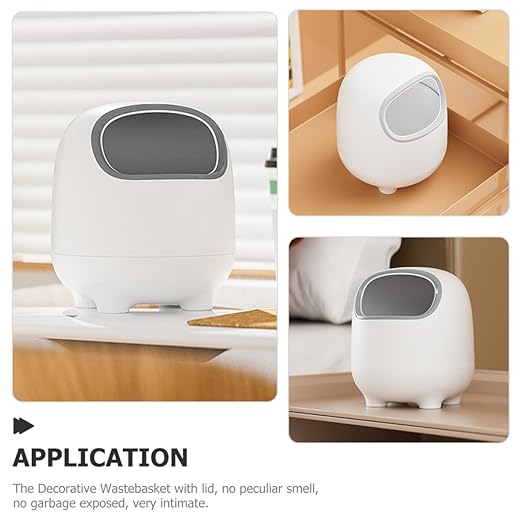 Creative Cartoon Desktop Trash Can Rubbish Bin Lid for Office Kitchen Bedroom Sturdy Wastebasket No Peculiar Smell Easy to Clean Space-Saving Design