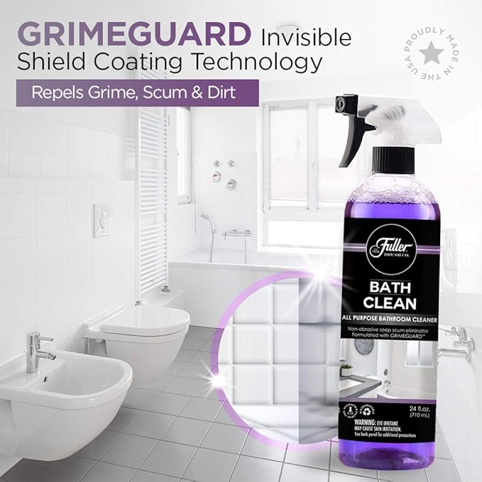 Fuller Brush Bath Clean – 24 oz Bathroom Cleaner Bottle with Spray– Dissolves Soap Scum Hard Water Stains &amp Mineral Build-Up – For Sinks Showers &amp Tubs – Pack of 2