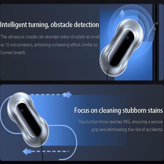 Bilateral Spraying Window Cleaning Robot - Automatic Home Window Cleaner with Triple Safety System Remote Control for All Smooth Surfaces (X11-JP Plug)