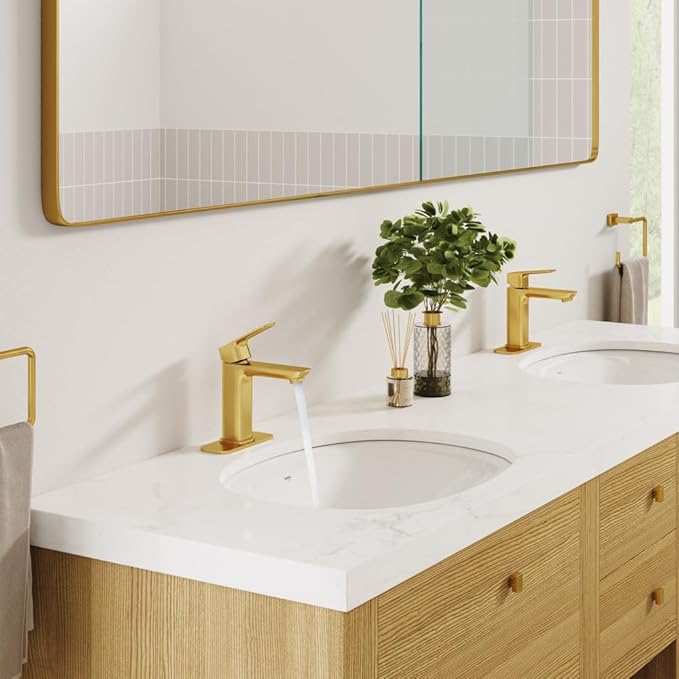 Grohe 101920GN00 Cubeo Single Hole Single Handle M-Size Bathroom Faucet 1.2 GPM Brushed Gold