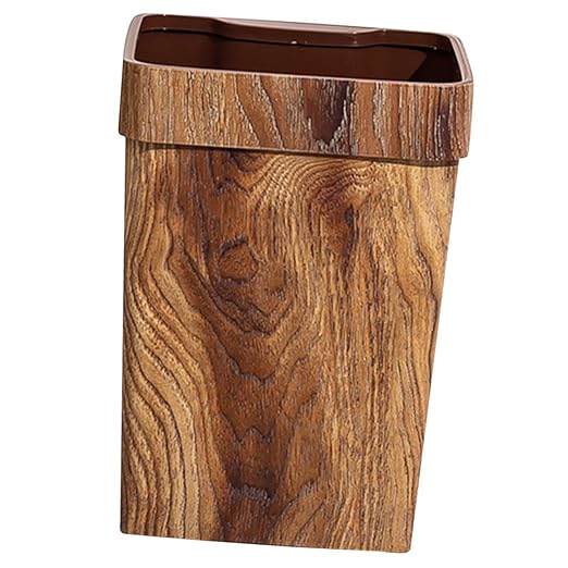 Wood Grain Waste Container Retro Style Trash Can for Bathroom Bedroom and Kitchen Stable Structure Easy to Clean Nordic Design Wastebasket