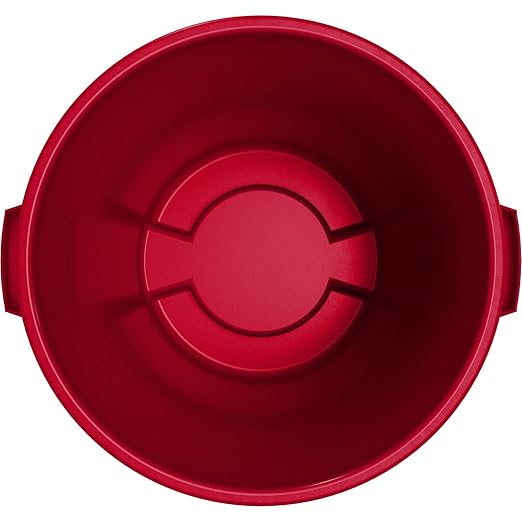 SPARTA Bronco 32 Gallon Trash Can Thick Polyethylene Bin NSF Certified Waste Container with Top Handles Bottom Handholds Reinforced Base and Stackable LLDPE 32 Gallon Red (Pack of 4)