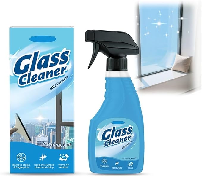 Streak-Free Glass Cleaner - Remove Fingerprints Water Spots &amp Stains Quick-Drying Formula(3pcs)