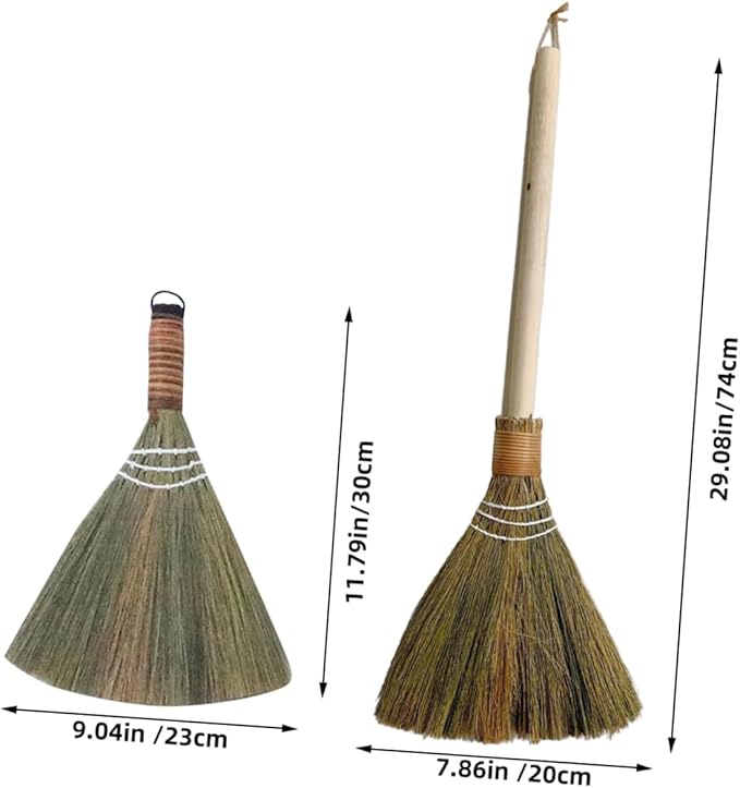 2pcs Hand Woven Broom Portable Cleaning Broom for Home Use Desk Duster Floor Sweeper Design for Dust Removal and Garden