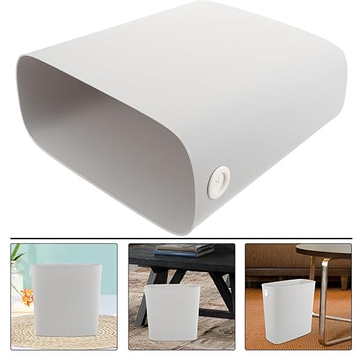 Luxshiny Slim Trash Can Plastic Waste Basket Rectangle Garbage Container Narrow Wastebasket Recycle Bin for Bathroom Bedroom Kitchen Living Room 28X27X12.5cm