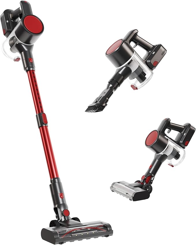 NEWBULIG Cordless Vacuum Cleaner Powerful Stick Vacuum with Flexible Steering &amp Extendable Pole3 Brush Heads 35Mins Runtime Lightweight Wireless for Hardwood Floors &amp Carpet Pet Hair Wal