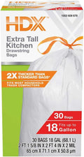 HDX 18 Gallon Heavy-Duty Drawstring Kitchen and Compactor Trash Bags (30-Count)