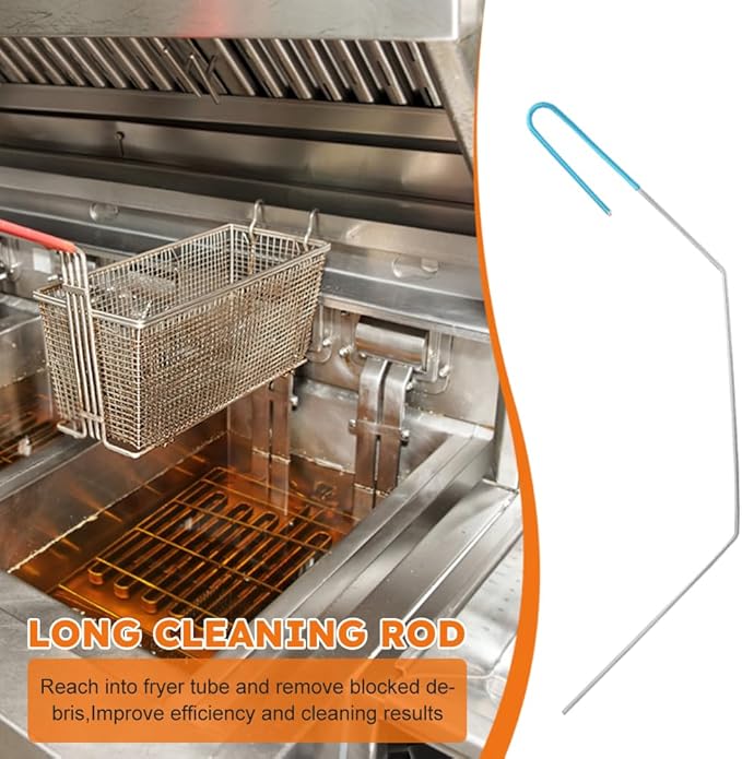 3PCS Brass Bristles Fryer Cleaning Tools L Shaped Fryer Cleaning Brush Long Handle Fryer Basket Cleaning BrushDeep Fryer Cleanout RodBristles for Grill BBQ Cleaning
