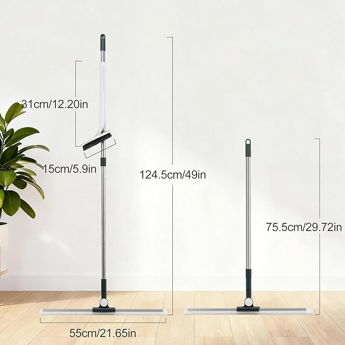 29-49 Telescopic Pole Floor Squeegee for Concrete Floor 21.85 Wide Heavy-Duty Squeegee with Detachable Stiff Brush Large Squeegee Broom for Tile Floor Garage Swimming Pool Bathroom