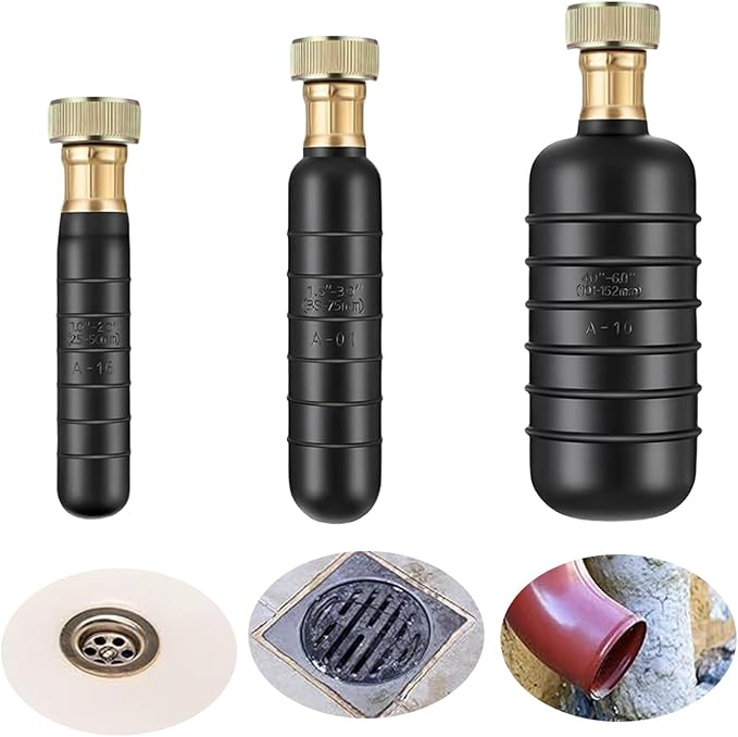 3Pcs Drain Bladders Rubber Kitchen Plumbing Hair Clog Remover Fits 1 to 6inch Pipe for Main Drain Sewer Kitchen Sinks