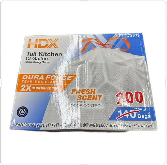 Tail kitchent 13 gallon Drawstring Bags fresh scent 1 Pack -200 count